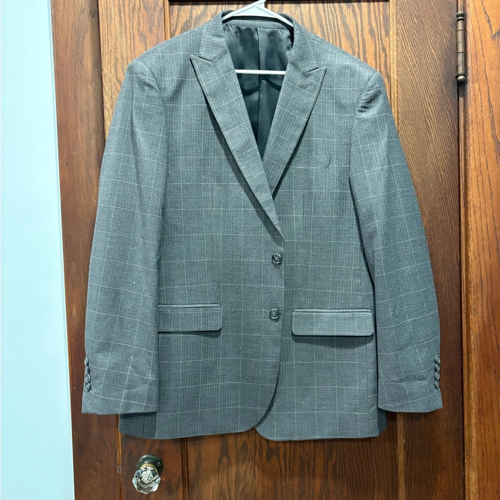 Classic Gray Checkered Men's Blazer